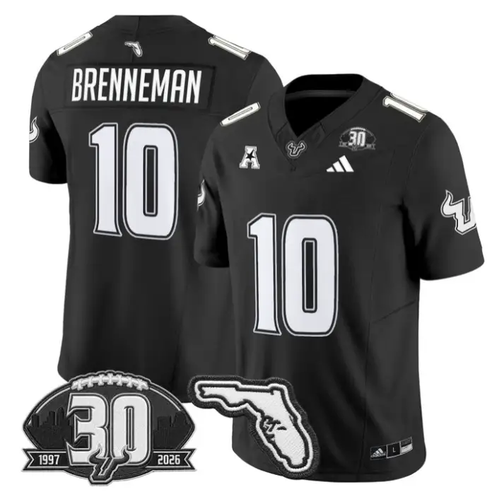 Brody Brenneman Jersey #10 South Florida Bulls 30th Patch Stitched by My Store NCAA Football Jerseys