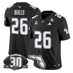 Bulls Jersey #26 South Florida Bulls 30th Patch Limited Stitched by My Store NCAA Football Jerseys