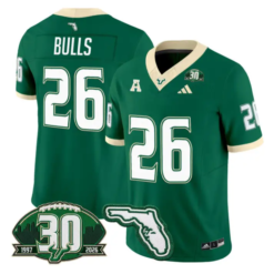 Bulls Jersey #26 South Florida Bulls 30th Patch Limited Stitched by My Store NCAA Football Jerseys