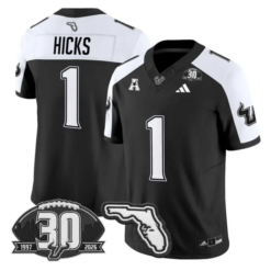 C.J. Hicks Jersey #1 South Florida Bulls 30th Patch Limited Stitched by My Store NCAA Football Jerseys
