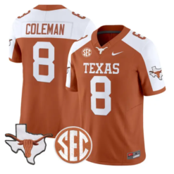 Cam Coleman Jersey #8 Texas Longhorns 2026 SEC Patch Stitched by My Store NCAA Football Jerseys