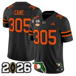 Cane Jersey #305 Miami Hurricanes 2026 CFP Final Patch Stitched by My Store NCAA Football Jerseys