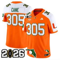 Cane Jersey #305 Miami Hurricanes 2026 CFP Final Patch Stitched by My Store NCAA Football Jerseys