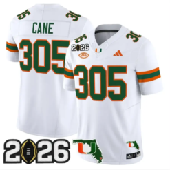 Cane Jersey #305 Miami Hurricanes 2026 CFP Final Patch Stitched by My Store NCAA Football Jerseys