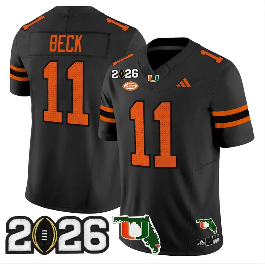 Carson Beck Jersey #11 Miami Hurricanes 2026 CFP Final Patch Stitched by My Store NCAA Football Jerseys