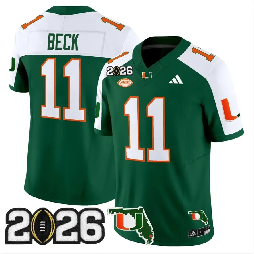 Carson Beck Jersey #11 Miami Hurricanes 2026 CFP Final Patch Stitched by My Store NCAA Football Jerseys