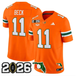 Carson Beck Jersey #11 Miami Hurricanes 2026 CFP Final Patch Stitched by My Store NCAA Football Jerseys