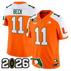 Carson Beck Jersey #11 Miami Hurricanes 2026 CFP Final Patch Stitched by My Store NCAA Football Jerseys