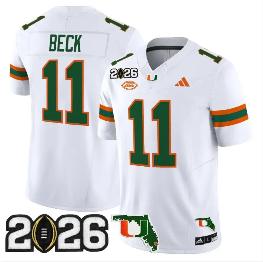 Carson Beck Jersey #11 Miami Hurricanes 2026 CFP Final Patch Stitched by My Store NCAA Football Jerseys