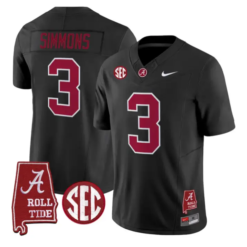 Cedrick Simmons Jersey #3 Alabama Crimson 2026 SEC Patch Stitched by My Store NCAA Football Jerseys