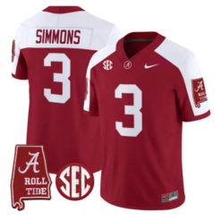 Cedrick Simmons Jersey #3 Alabama Crimson 2026 SEC Patch Stitched by My Store NCAA Football Jerseys