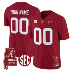 Custom Alabama Crimson Jersey 2026 Map and SEC Patch Stitched by My Store NCAA Football Jerseys