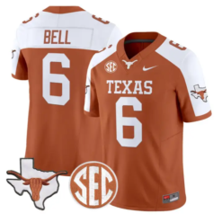 Dia Bell Jersey #6 Texas Longhorns 2026 SEC Patch Stitched by My Store NCAA Football Jerseys