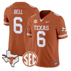 Dia Bell Jersey #6 Texas Longhorns 2026 SEC Patch Stitched by My Store NCAA Football Jerseys