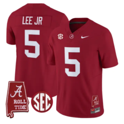 Dijon Lee Jr Jersey #0 Alabama Crimson 2026 SEC Patch Stitched by My Store NCAA Football Jerseys