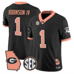 Ellis Robinson IV Jersey #1 Georgia Bulldogs 2026 The Big Peach Stitched by My Store NCAA Football Jerseys