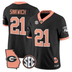 Frank Sinkwich Jersey #21 Georgia Bulldogs 2026 The Big Peach Stitched by My Store NCAA Football Jerseys
