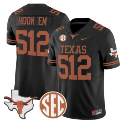 Hook 'Em Jersey #512 Texas Longhorns 2026 SEC Patch Stitched by My Store NCAA Football Jerseys