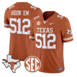 Hook 'Em Jersey #512 Texas Longhorns 2026 SEC Patch Stitched by My Store NCAA Football Jerseys