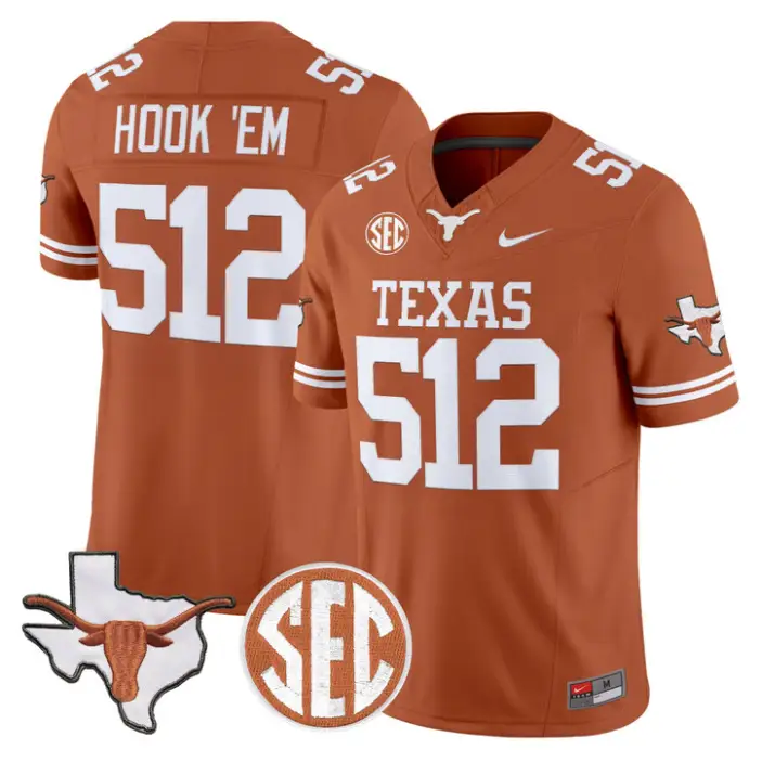 Hook 'Em Jersey #512 Texas Longhorns 2026 SEC Patch Stitched by My Store NCAA Football Jerseys