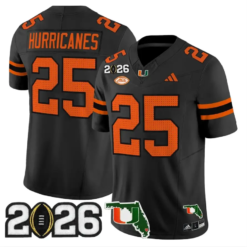 Hurricanes Jersey #25 Miami Hurricanes 2026 CFP Final Patch Stitched by My Store NCAA Football Jerseys