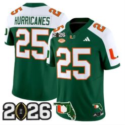 Hurricanes Jersey #25 Miami Hurricanes 2026 CFP Final Patch Stitched by My Store NCAA Football Jerseys