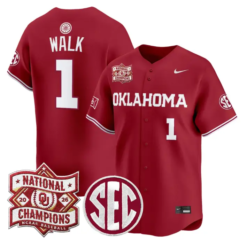 Jason Walk Jersey #1 Oklahoma 2026 National Champions Patch Stitched by My Store