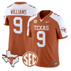 Jonah Williams Jersey #9 Texas Longhorns 2026 SEC Patch Stitched by My Store NCAA Football Jerseys