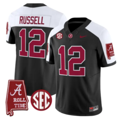 Keelon Russell Jersey #12 Alabama Crimson 2026 SEC Patch Stitched by My Store NCAA Football Jerseys
