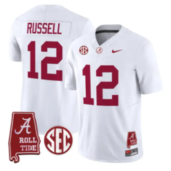 Keelon Russell Jersey #12 Alabama Crimson 2026 SEC Patch Stitched by My Store NCAA Football Jerseys