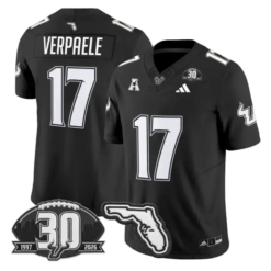 Kevin Wade Verpaele Jersey #17 South Florida Bulls 30th Patch Stitched by My Store NCAA Football Jerseys