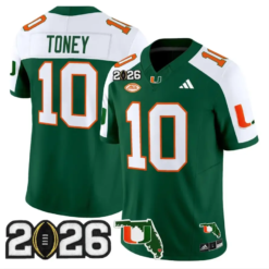 Malachi Toney Jersey #10 Miami Hurricanes 2026 CFP Final Patch Stitched by My Store NCAA Football Jerseys