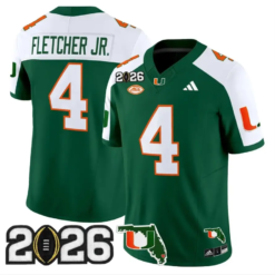 Mark Fletcher Jr Jersey #4 Miami Hurricanes 2026 CFP Final Stitched by My Store NCAA Football Jerseys