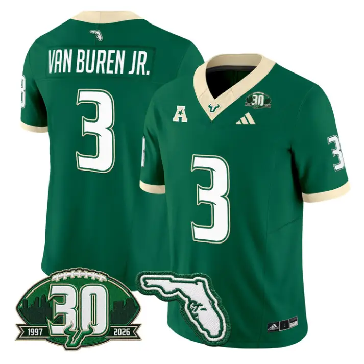 Michael Van Buren Jr Jersey #3 South Florida Bulls 30th Patch Stitched by My Store NCAA Football Jerseys