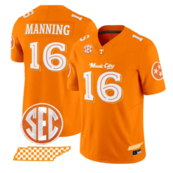 Peyton Manning Jersey #16 Tennessee Vols Music City Edition Stitched by My Store NCAA Football Jerseys