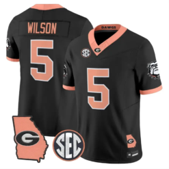 Raylen Wilson Jersey #5 Georgia Bulldogs 2026 The Big Peach Stitched by My Store NCAA Football Jerseys