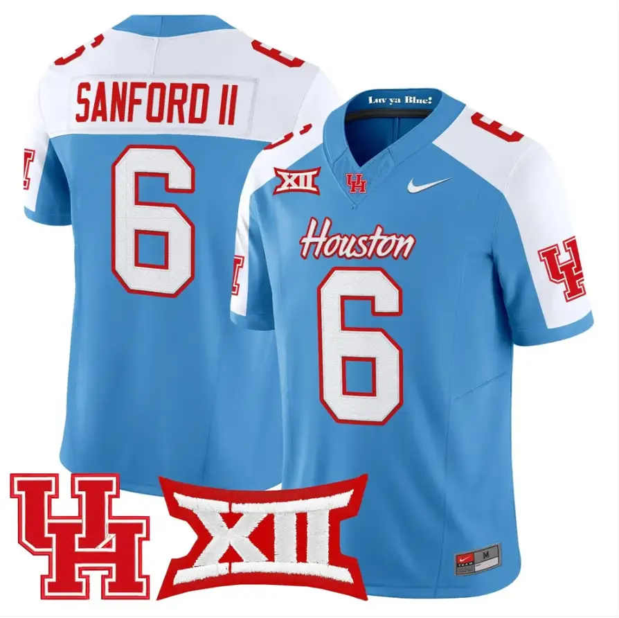 Re'Shaun Sanford II Jersey #6 Houston Cougars 2026 Limited Stitched by My Store NCAA Football Jerseys