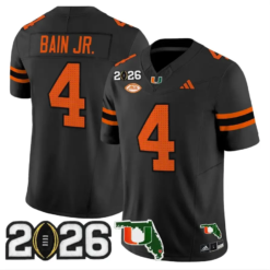 Rueben Bain Jr Jersey #4 Miami Hurricanes 2026 CFP Final Stitched by My Store NCAA Football Jerseys