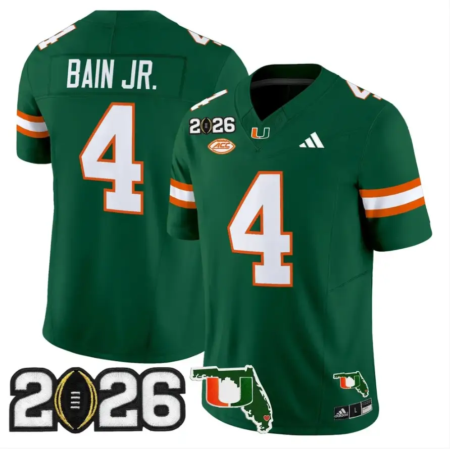 Rueben Bain Jr Jersey #4 Miami Hurricanes 2026 CFP Final Stitched by My Store NCAA Football Jerseys