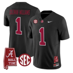 Ryan Coleman-Williams Jersey #1 Alabama Crimson 2026 SEC Patch Stitched by My Store NCAA Football Jerseys