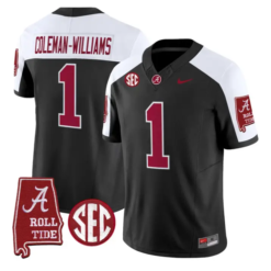 Ryan Coleman-Williams Jersey #1 Alabama Crimson 2026 SEC Patch Stitched by My Store NCAA Football Jerseys
