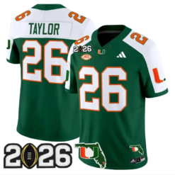 Sean Taylor Jersey #26 Miami Hurricanes 2026 CFP Final Patch Stitched by My Store NCAA Football Jerseys