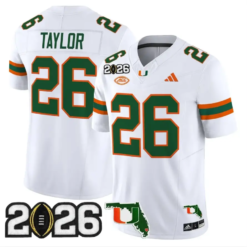 Sean Taylor Jersey #26 Miami Hurricanes 2026 CFP Final Patch Stitched by My Store NCAA Football Jerseys