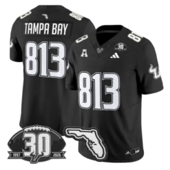 Tampa Bay Jersey #813 South Florida Bulls 30th Patch Limited Stitched by My Store NCAA Football Jerseys