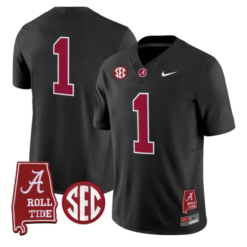 Team Jersey #1 Alabama Crimson 2026 SEC Patch Stitched by My Store NCAA Football Jerseys