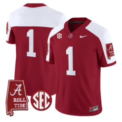Team Jersey #1 Alabama Crimson 2026 SEC Patch Stitched by My Store NCAA Football Jerseys