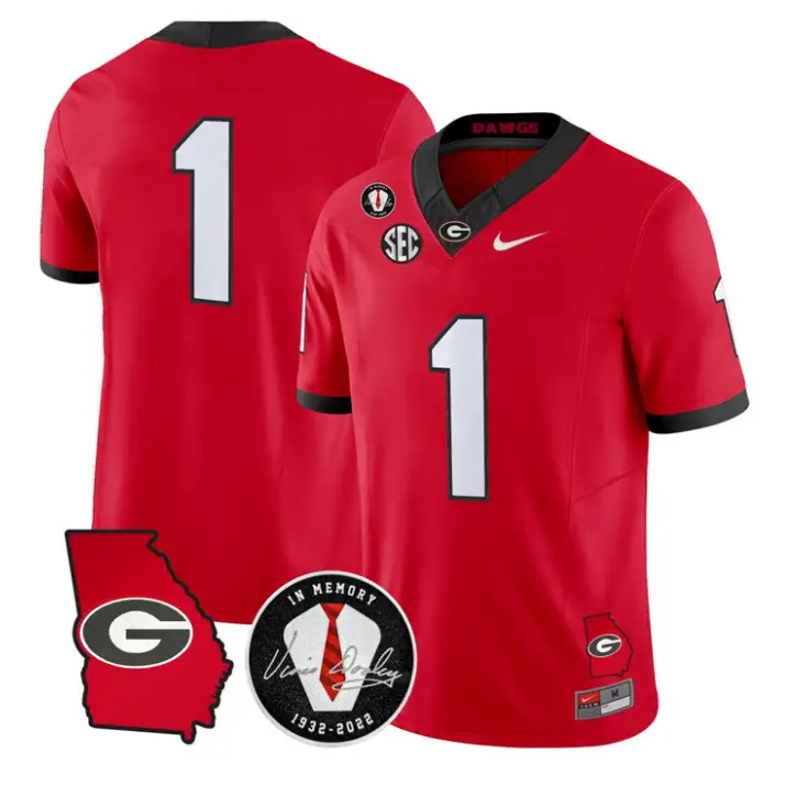 Team Jersey #1 Georgia Bulldogs 2026 Vince Dooley Patch Stitched by My Store NCAA Football Jerseys
