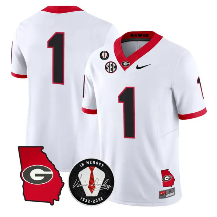 Team Jersey #1 Georgia Bulldogs 2026 Vince Dooley Patch Stitched by My Store NCAA Football Jerseys