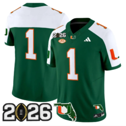 Team Jersey #1 Miami Hurricanes 2026 CFP Final Patch Stitched by My Store NCAA Football Jerseys