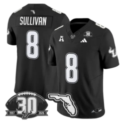 Wyatt Sullivan Jersey #8 South Florida Bulls 30th Patch Limited Stitched by My Store NCAA Football Jerseys